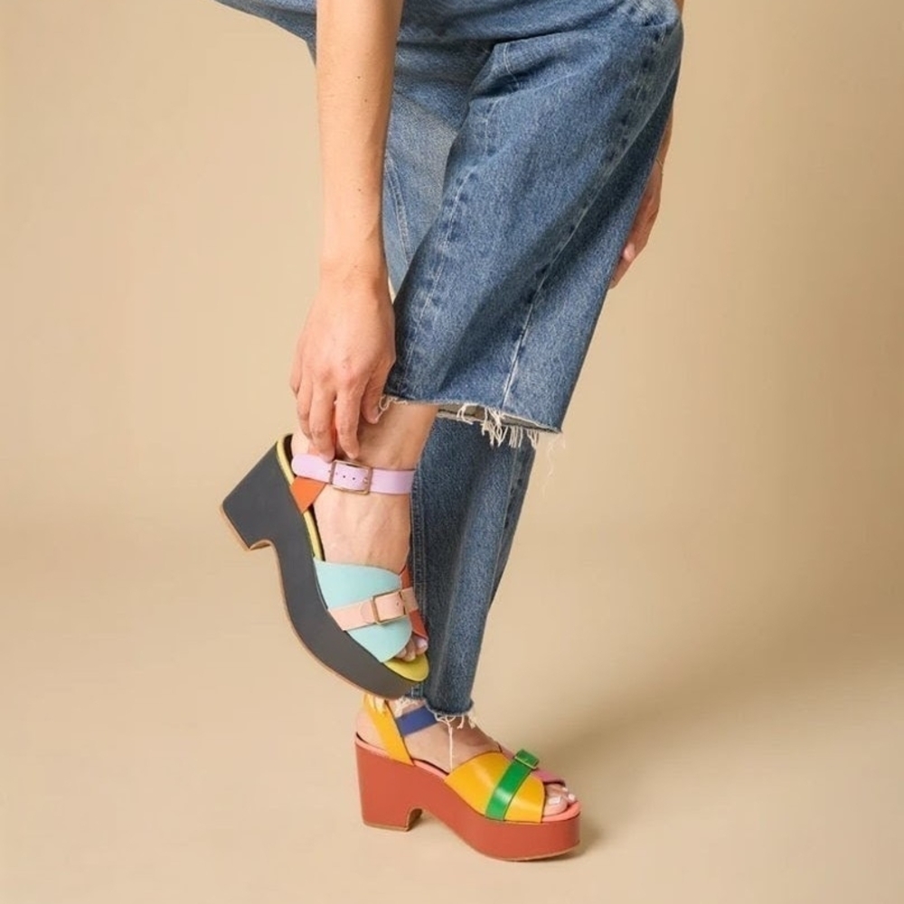 Charlotte Stone, Iconic "Rafi" Multicolor Strappy Platform Sandals - Picture 11 of 11